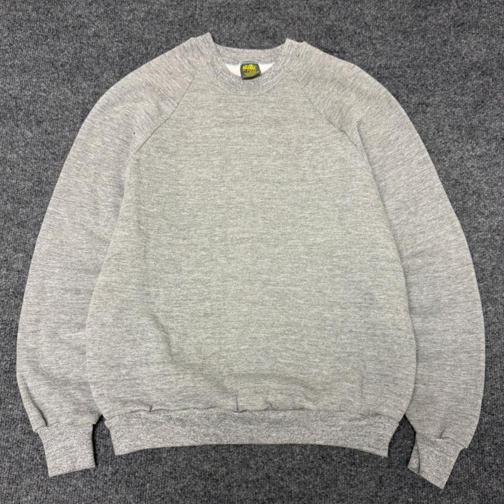 Vintage 80s Jerzees Blank Grey Raglan Sweatshirt Mens Large Heather Crewneck